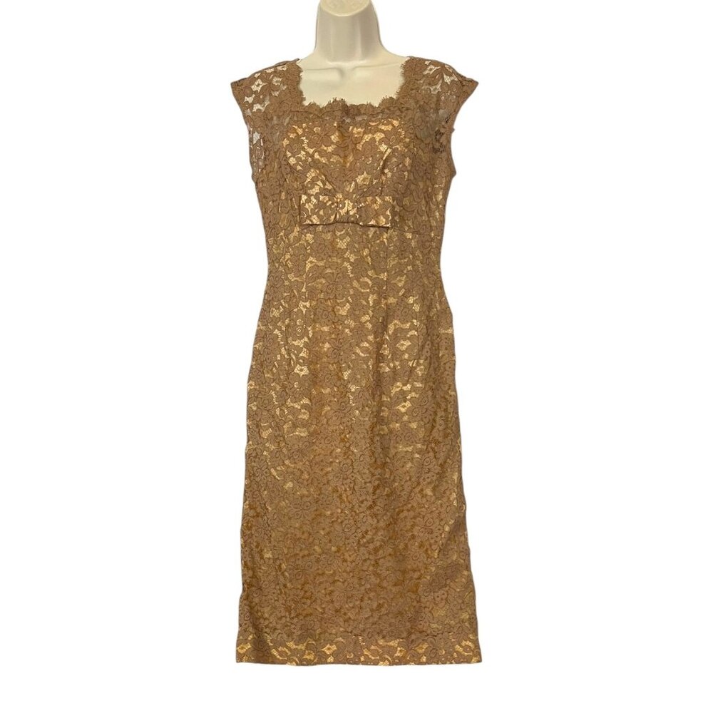 Vintage 1950s A Norman Original Lace Sheath Dress High Waist Size 6 Small